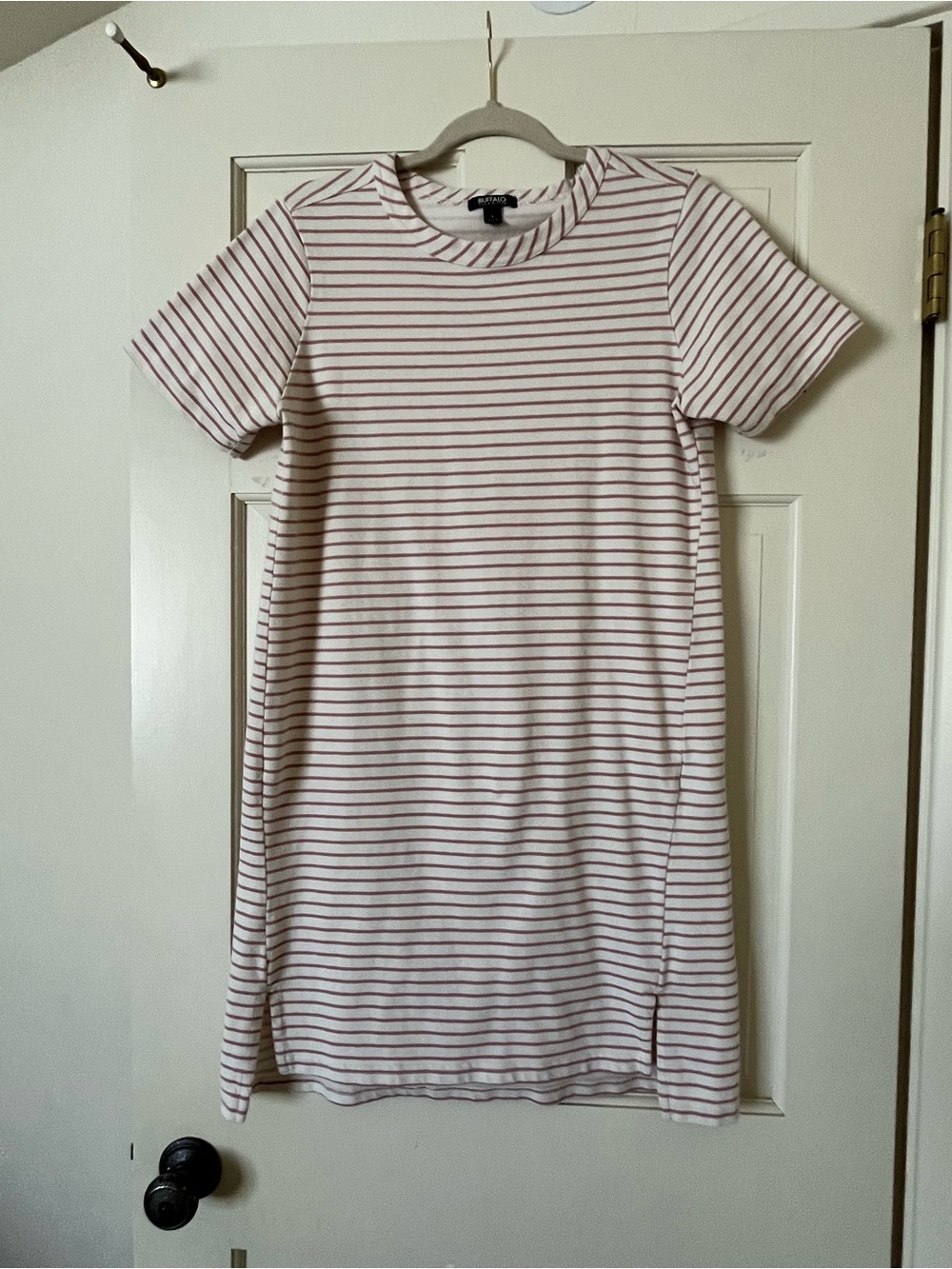 Buffalo By David Bitton Pink Striped Dress Size Small Short Sleeve Nautical